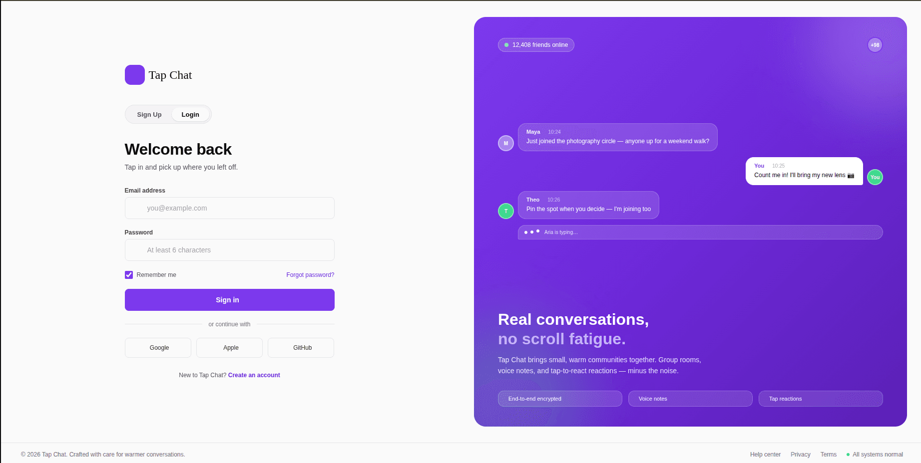 Tap Chat project preview